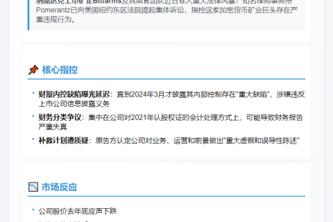Bitfarms因内控缺陷遭集体诉讼