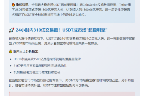 USDT市值破1500亿创纪录