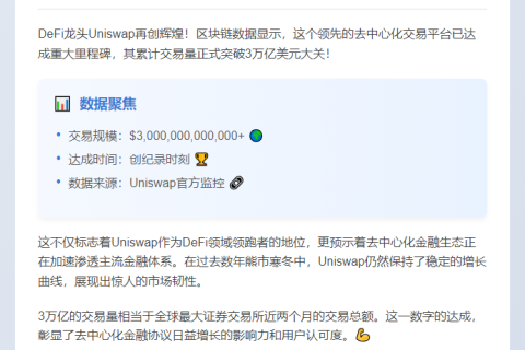 "Uniswap交易量破3万亿美元"