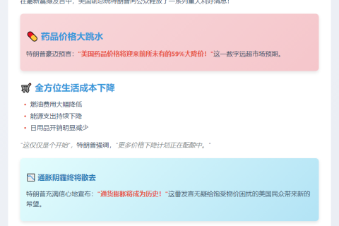 特朗普承诺药品降价59%