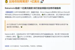 比特币财库筹资7.1亿美元