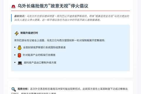 乌外长：俄无视30天停火提议
