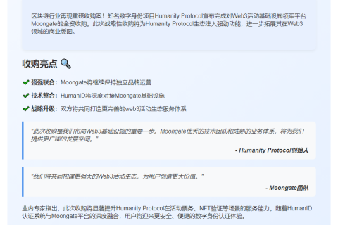 Humanity Protocol收购Web3活动平台Moongate