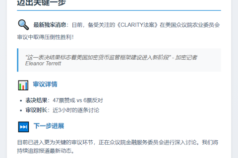 CLARITY法案获美国众议院审议通过