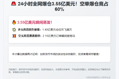 24小时爆仓3.55亿美元