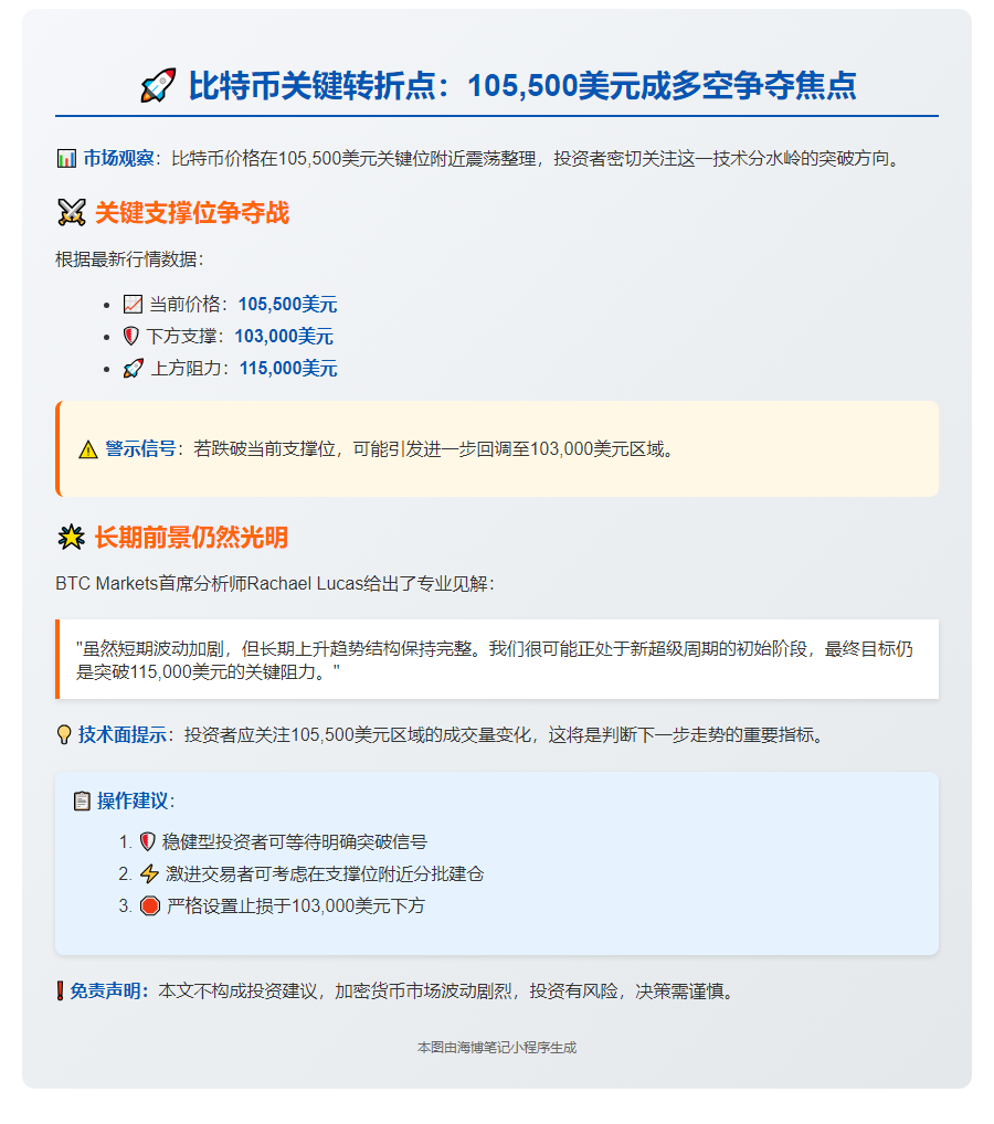 比特币震荡105,500美元，或开启新超级周期