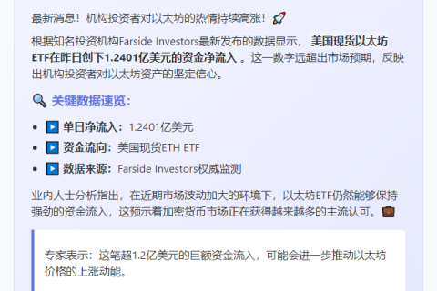 美现货以太坊ETF单日吸金1.24亿美元