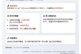 巨鲸从币安提取307.5枚BTC，价值3379万美元