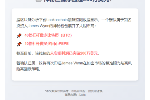Wynn豪赌BTC和PEPE狂赚200万