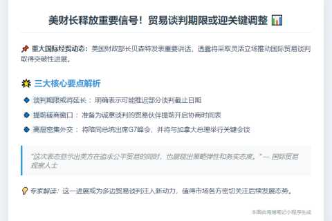 美财长：或将延长谈判期限商贸易