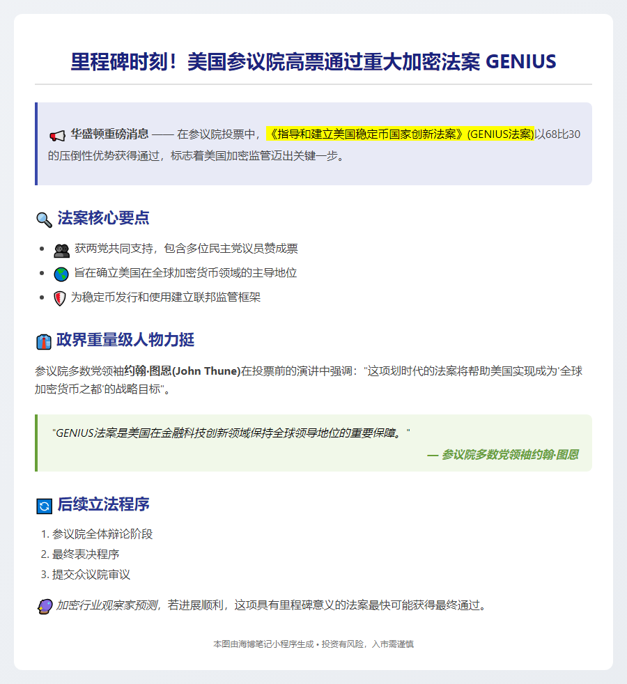 美参院通过GENIUS稳定币法案