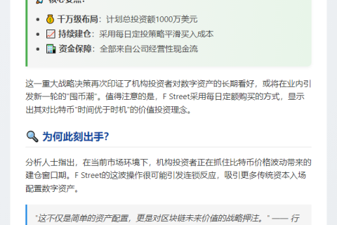 F Street拟购千万美元比特币