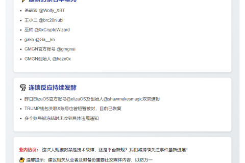 X冻结大批加密账号 原因不明