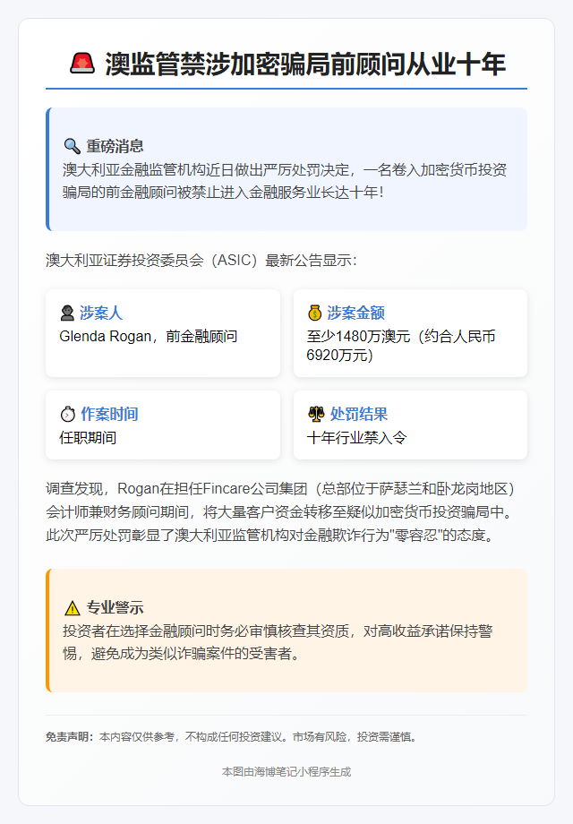 澳监管禁涉加密骗局前顾问从业十年