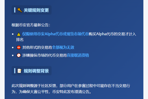 币安Alpha代币大赛交易资格说明