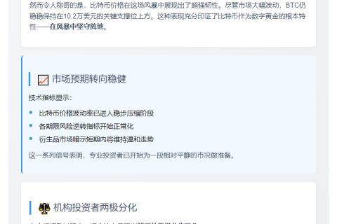 比特币波动性收窄，短期走势或趋稳