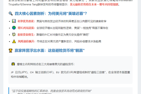 摩根士丹利：美元一年内持续走弱