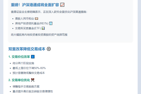 港证监研究优化沪深港通 调整港股每手股数