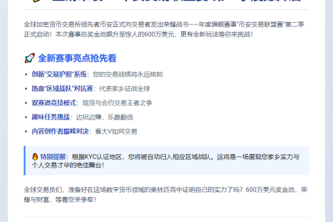 "币安联盟赛回归：600万美金奖池"