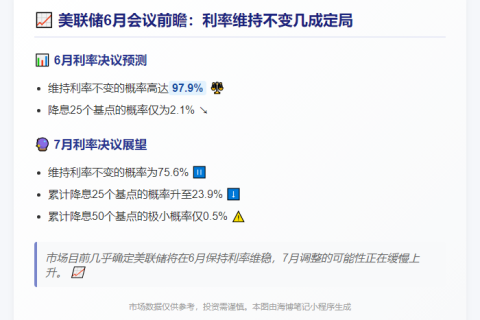 美联储6月利率不变概率达97.9%