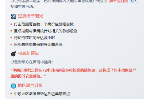 以军空袭伊朗核设施及军事目标