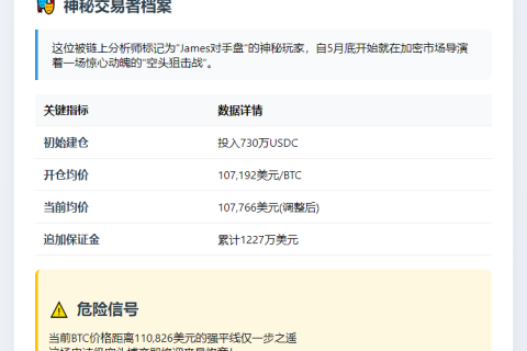 "James再砸497万追空BTC"