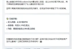 地址抄底4521枚ETH 均价2593美元