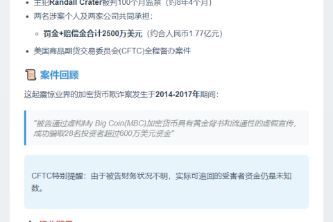 美联邦法院罚My Big Coin案2500万美元