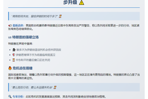 标题：特朗普警告：以色列将加剧局势