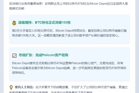 比特币ATM巨头持仓破100 BTC