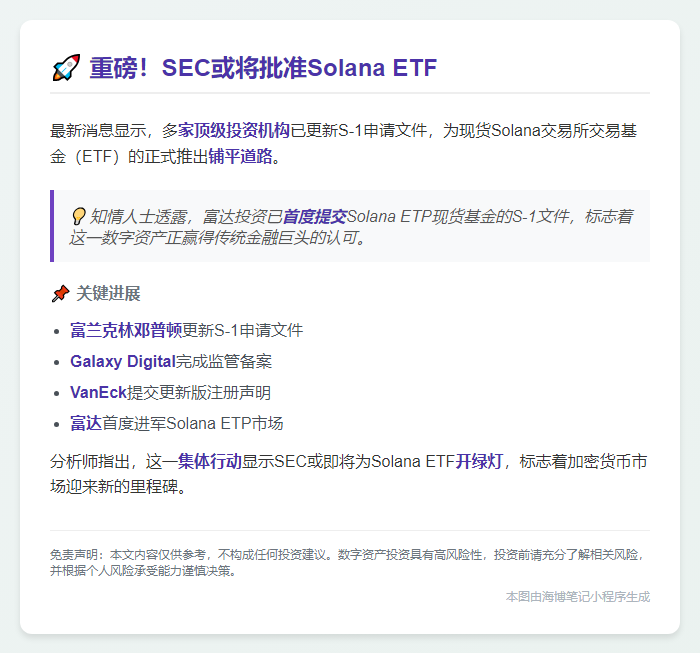 SOL ETF更新S-1文件密集提交