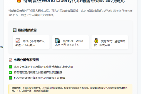特朗普在World Liberty代币销售中赚5735万美元