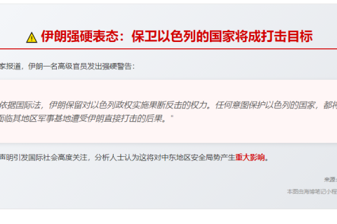 伊朗警告：护以军必遭打击