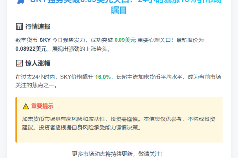 SKY币价突破0.09美元