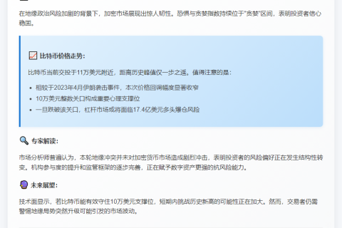 比特币或再测历史高点，地缘紧张影响已消化