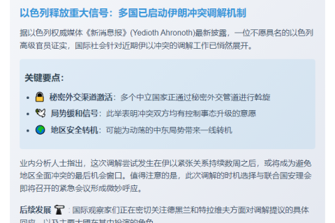 以官员：停战调解启动