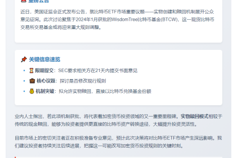 SEC征询WisdomTree比特币ETF反馈