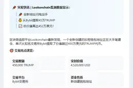 Bybit地址转出452万美元TRUMP
