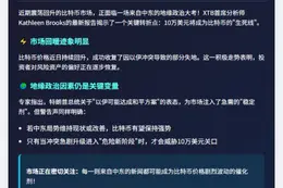 分析：中东动荡或致比特币跌破10万美元