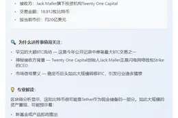 "Tether转移20亿美元BTC"