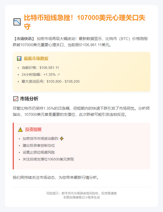 BTC失守10.7万美元