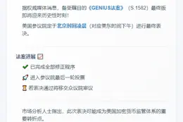 美国参议院今晨表决《GENIUS法案》