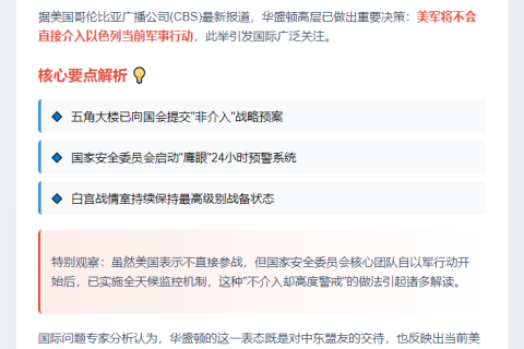 美官员：美不会参与以军行动