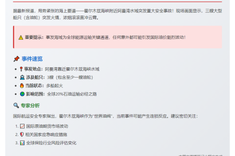 阿曼湾三艘船起火
