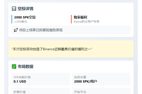 SPK空投价值200美元