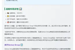 Genius Group持100比特币 目标千枚