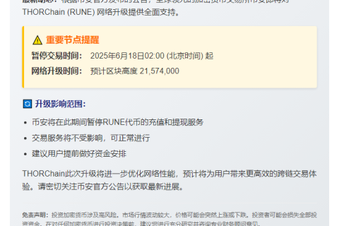 币安支持RUNE网络升级