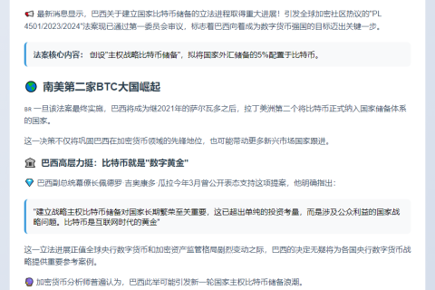 巴西比特币法案通过初审