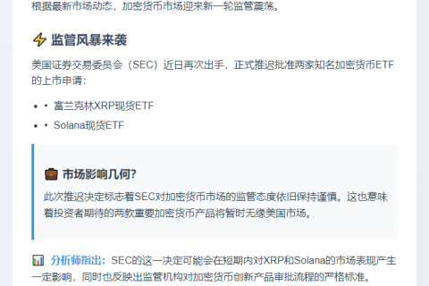 美SEC推迟富兰克林XRP和Solana ETF审批