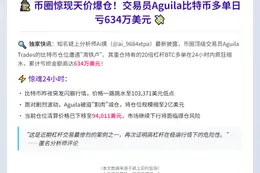 "交易员Aguila比特币多单日亏634万美元"